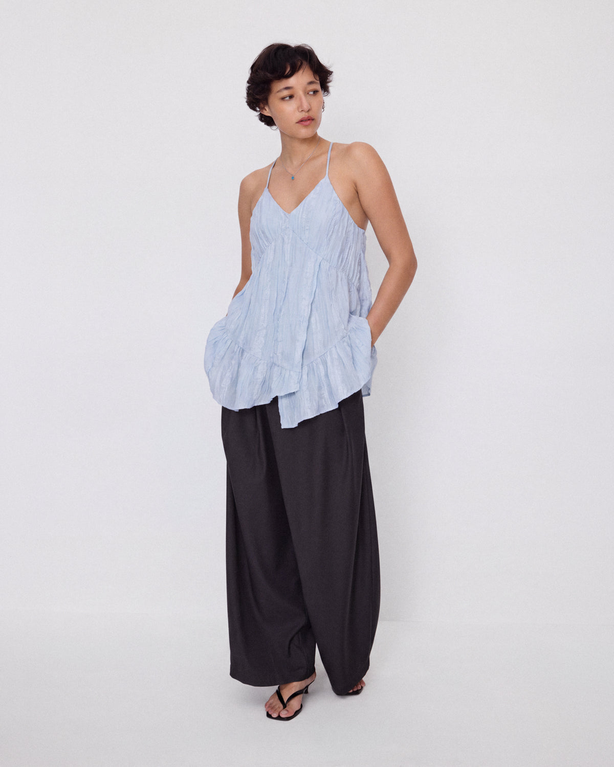 CRINKLE TIERED CAMI DRESS