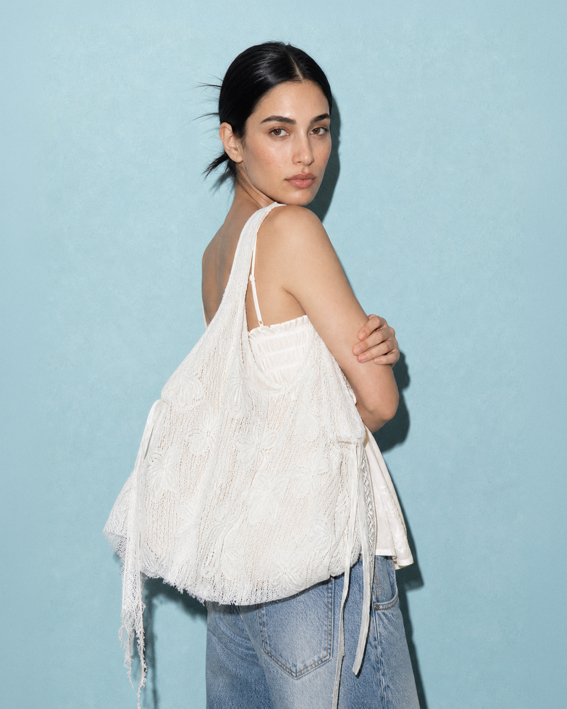 LACE CROCHET HOBO BAG