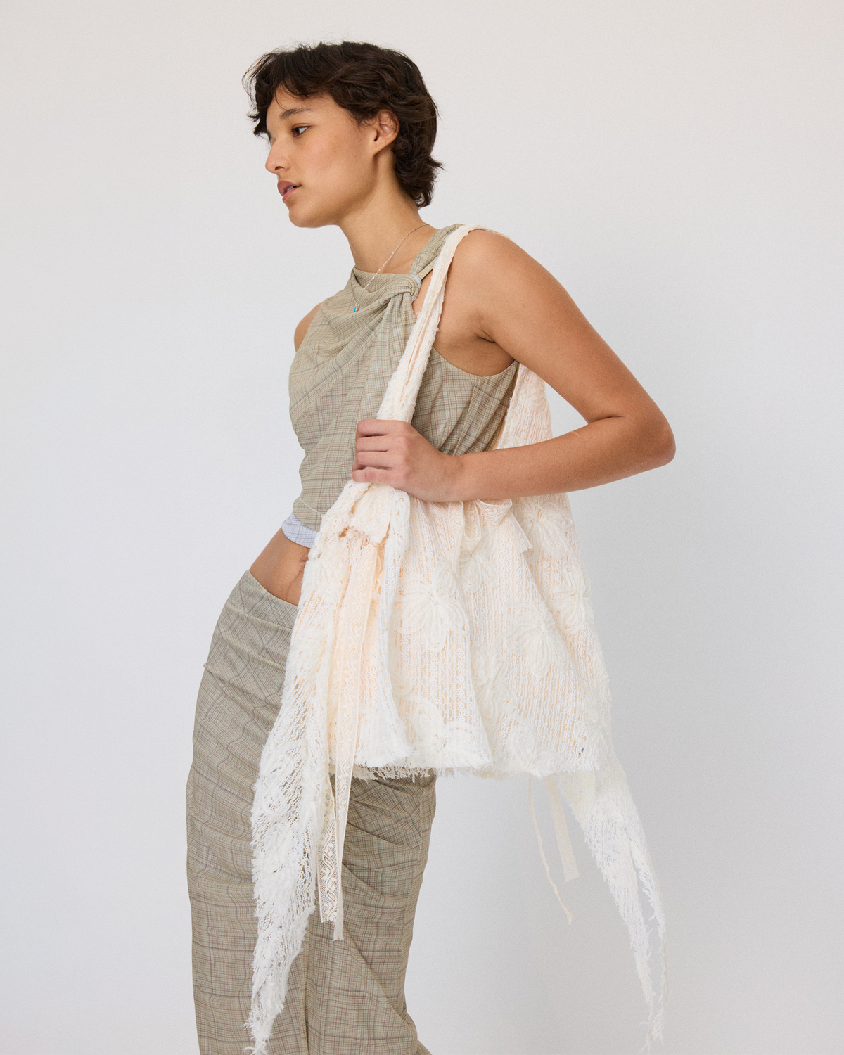 LACE CROCHET HOBO BAG