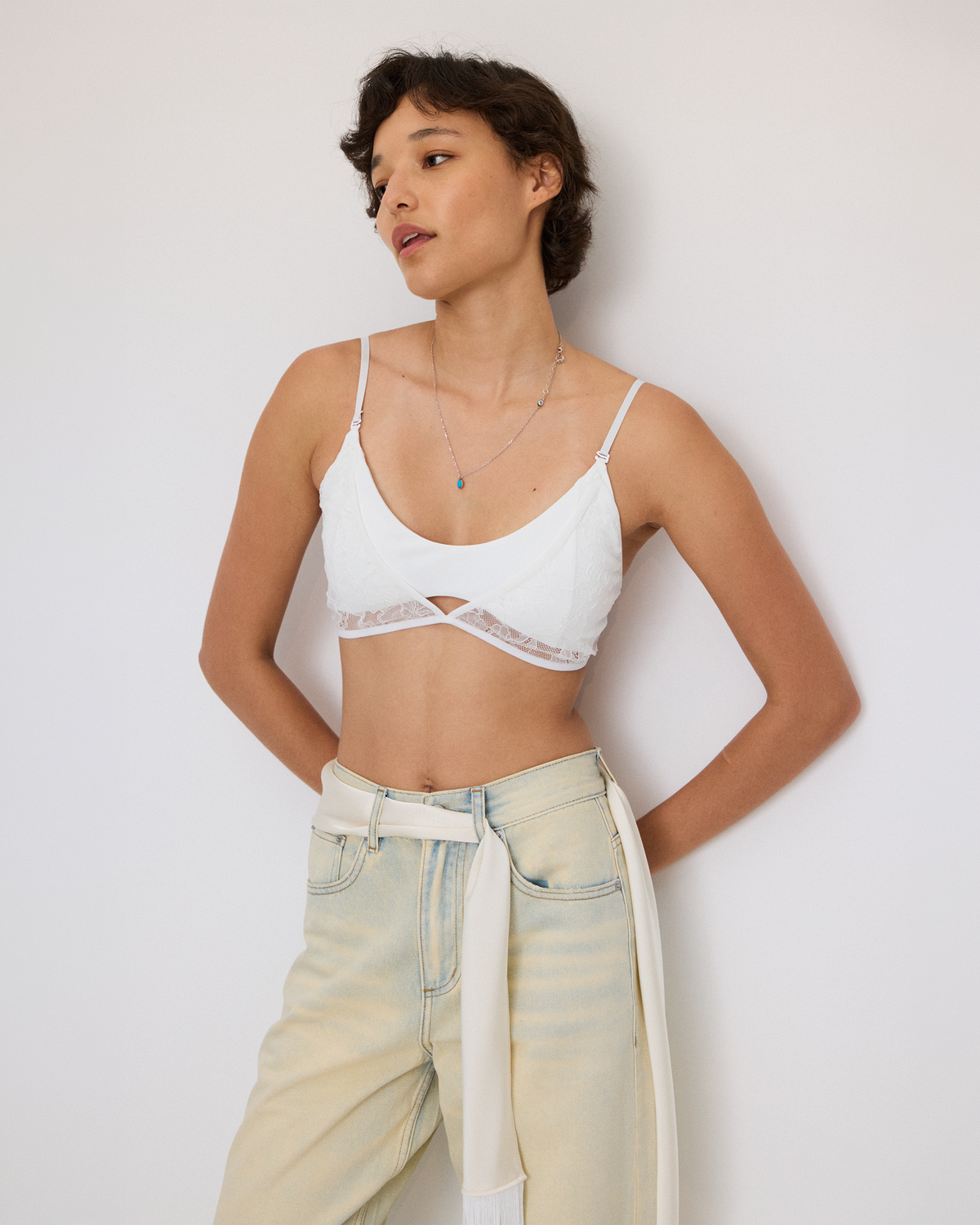 FRENCH LACE LAYERED BRA TOP