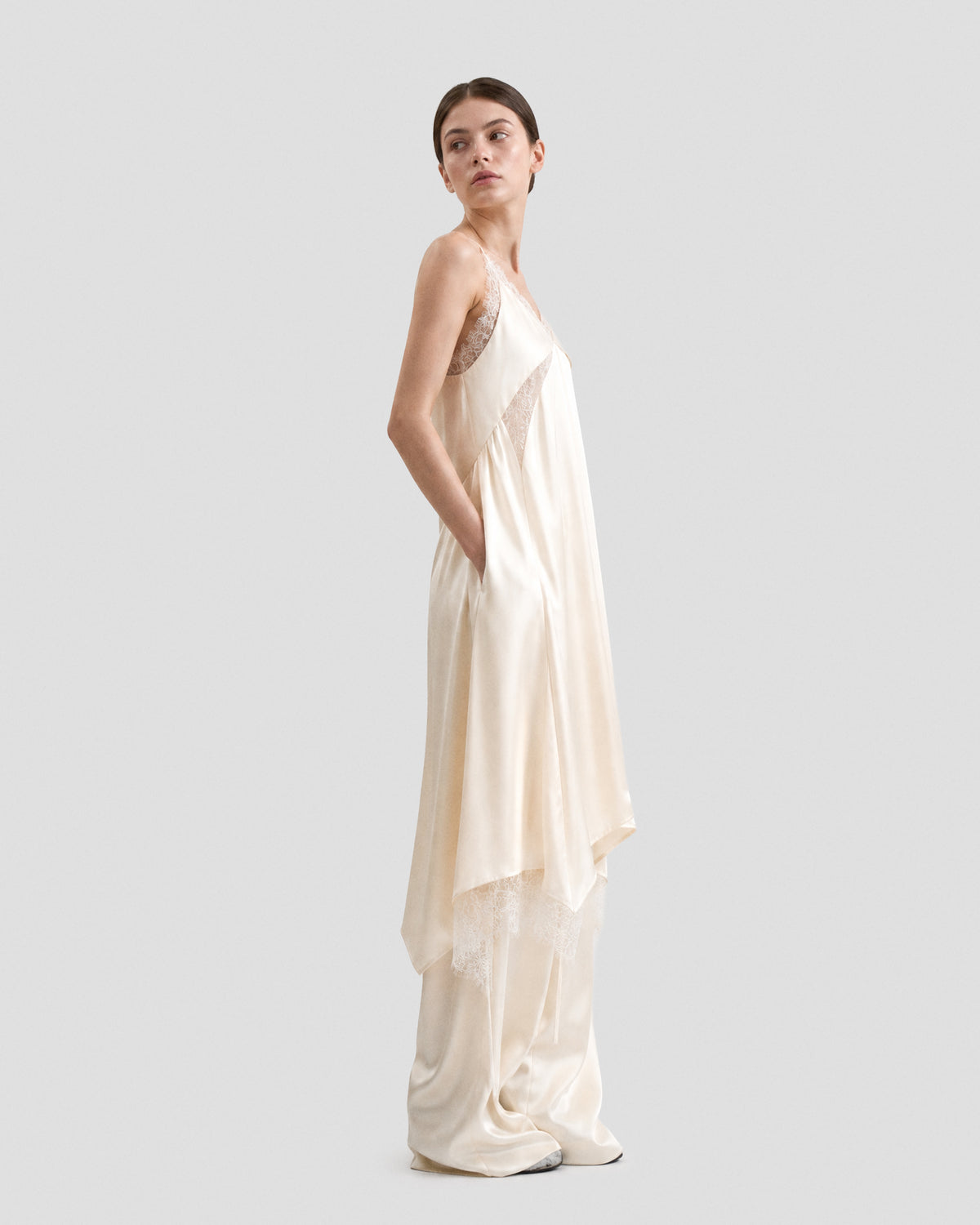 PANELED LACE MAXI DRESS