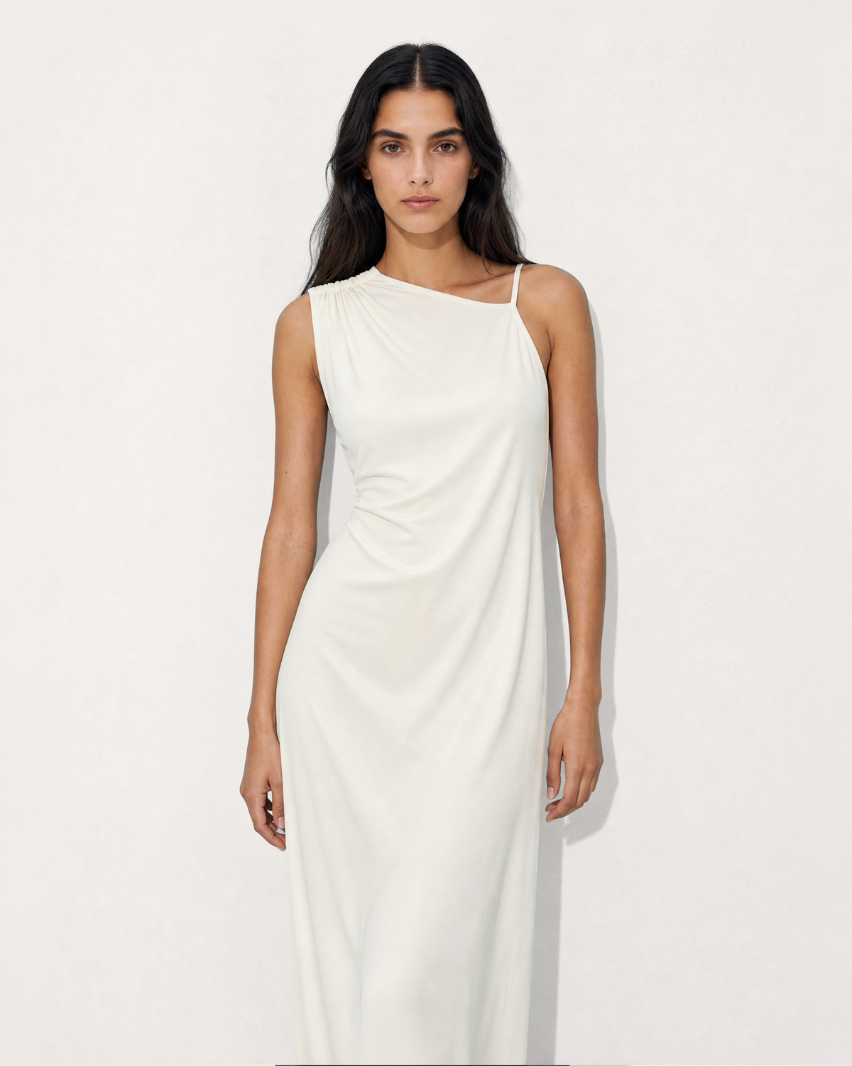 DRAPED-BACK STRAP DRESS