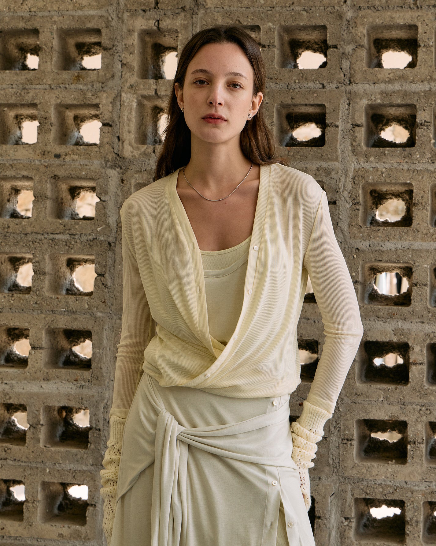 SHORT-SLEEVE RIBBED CARDIGAN