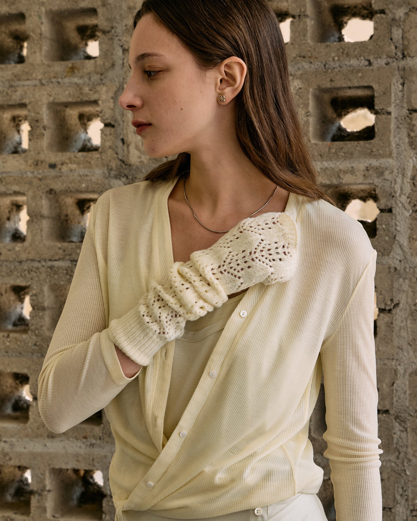 SHORT-SLEEVE RIBBED CARDIGAN