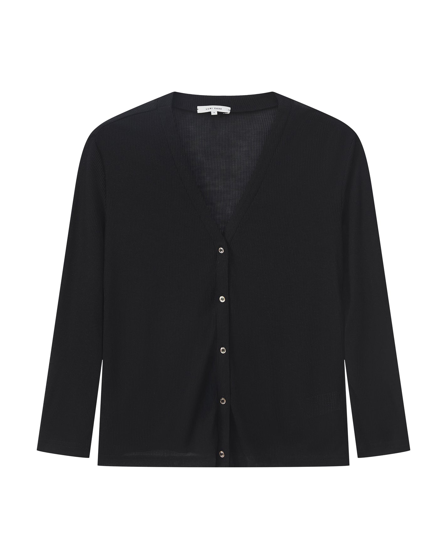 SHORT-SLEEVE RIBBED CARDIGAN