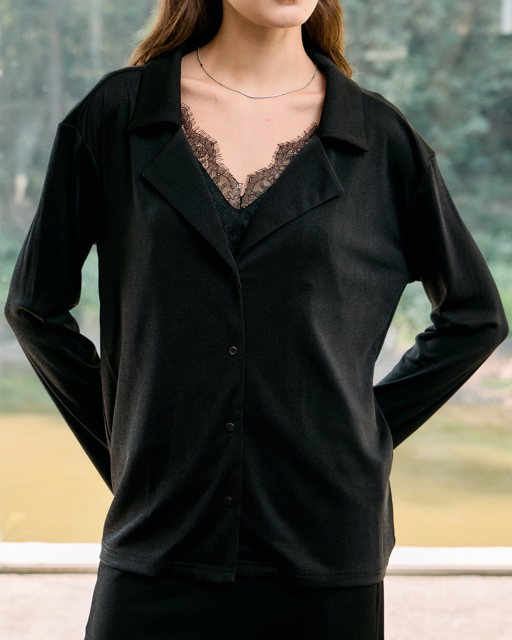 VELVET SUIT COLLAR SOFT SHIRT