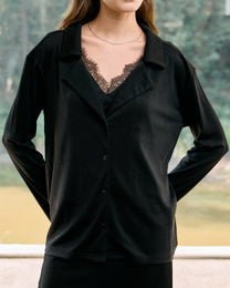 VELVET SUIT COLLAR SOFT SHIRT