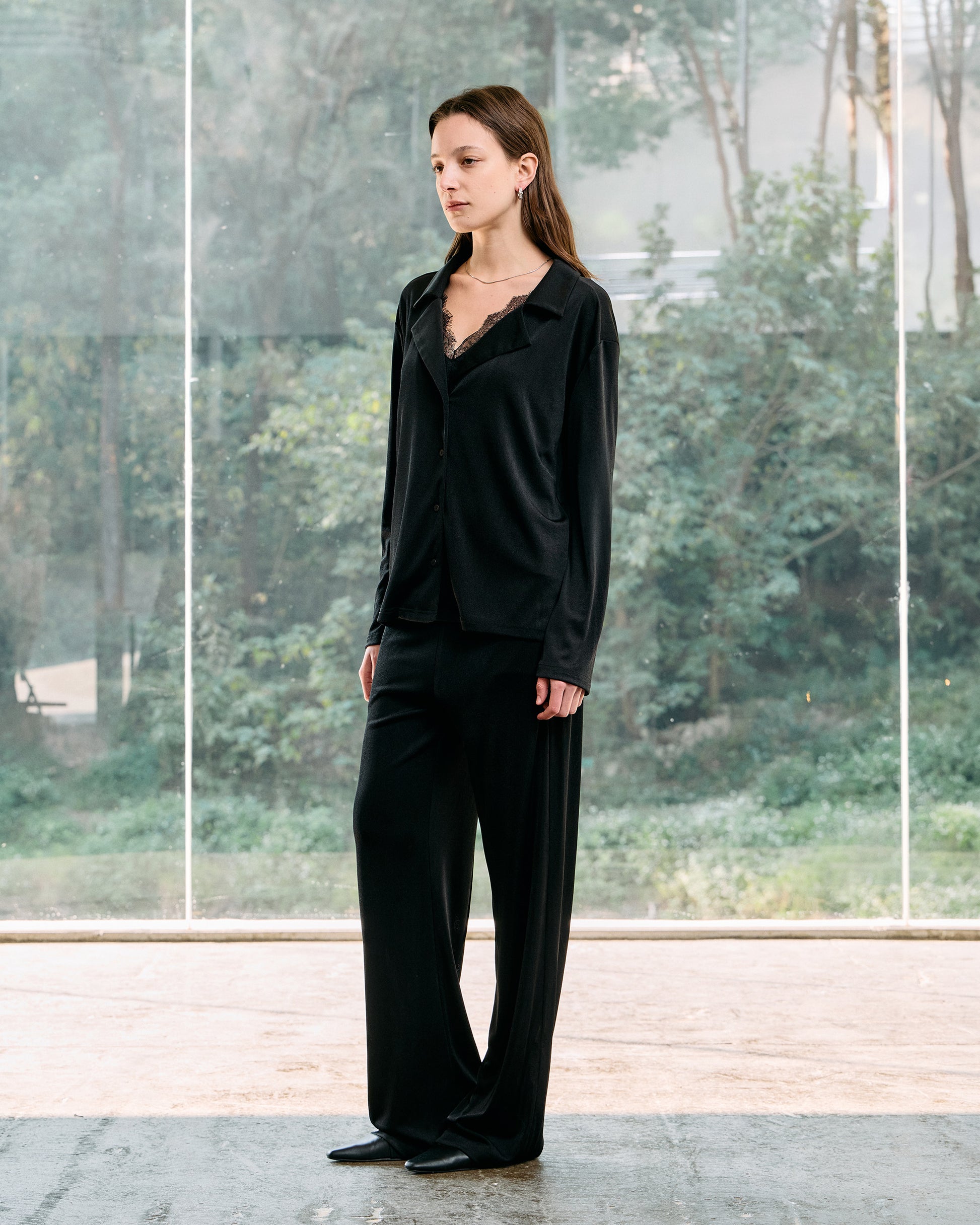VELVET SUIT COLLAR SOFT SHIRT
