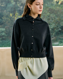 CROPPED TURTLENECK KNIT CARDIGAN