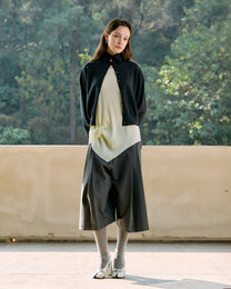 CROPPED TURTLENECK KNIT CARDIGAN