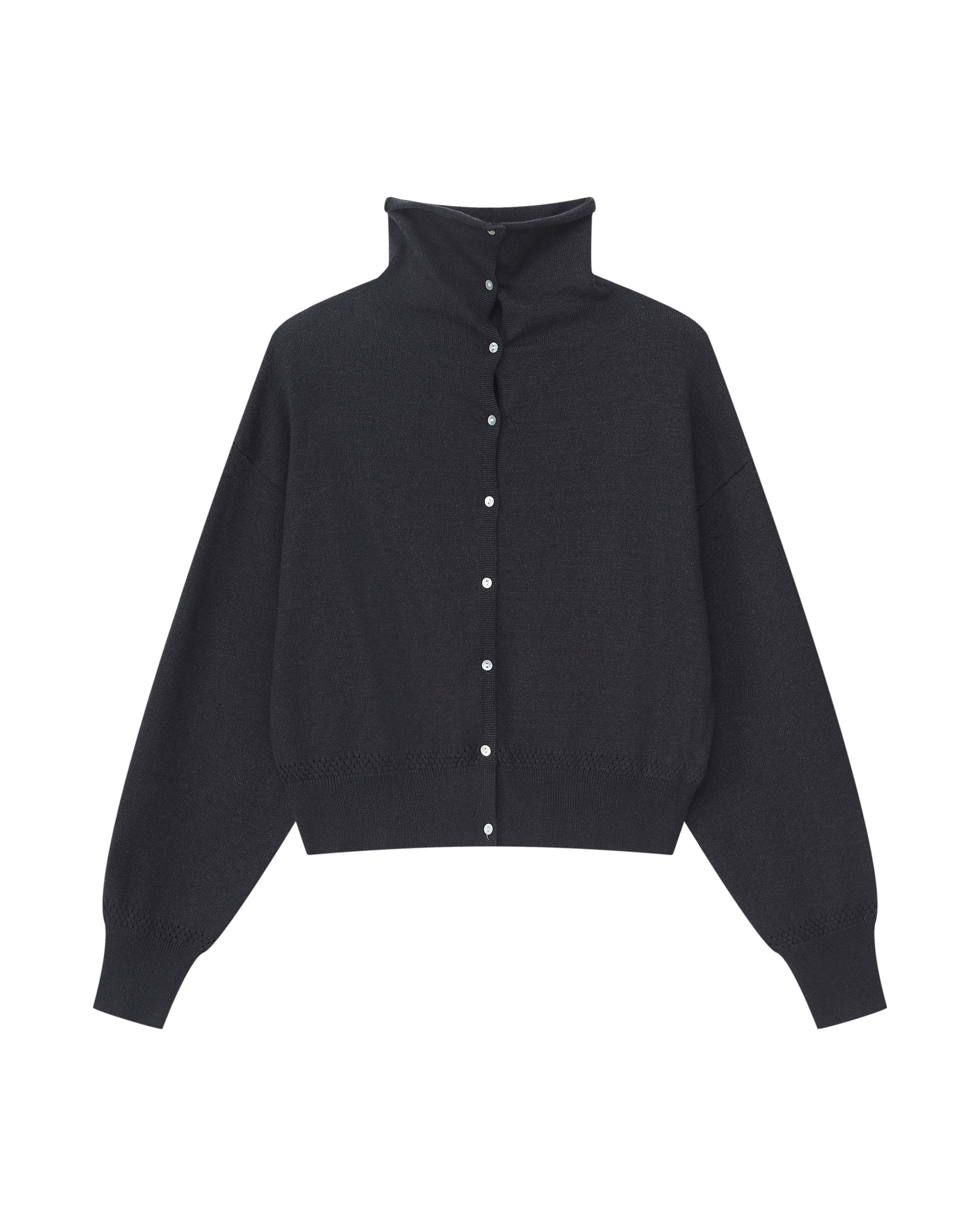 CROPPED TURTLENECK KNIT CARDIGAN