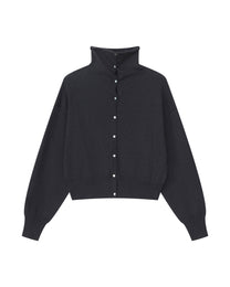 CROPPED TURTLENECK KNIT CARDIGAN