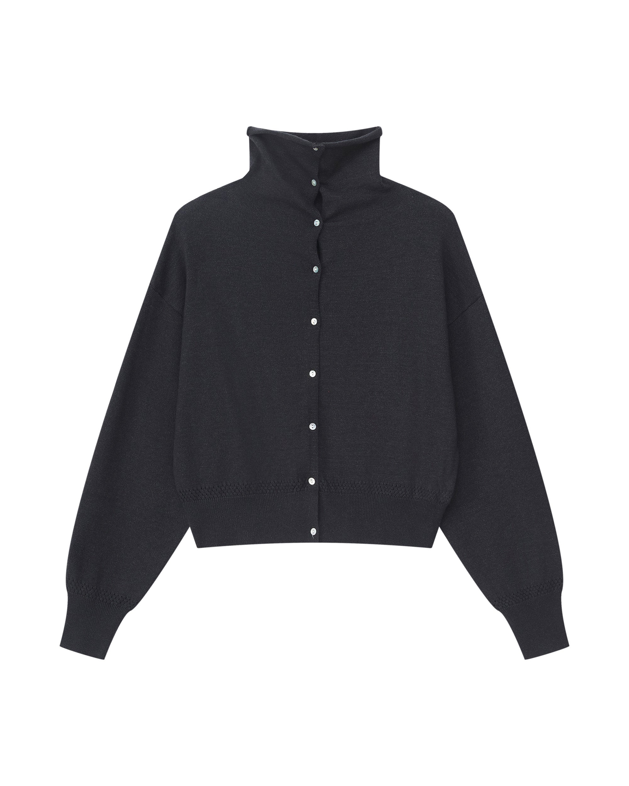 CROPPED TURTLENECK KNIT CARDIGAN