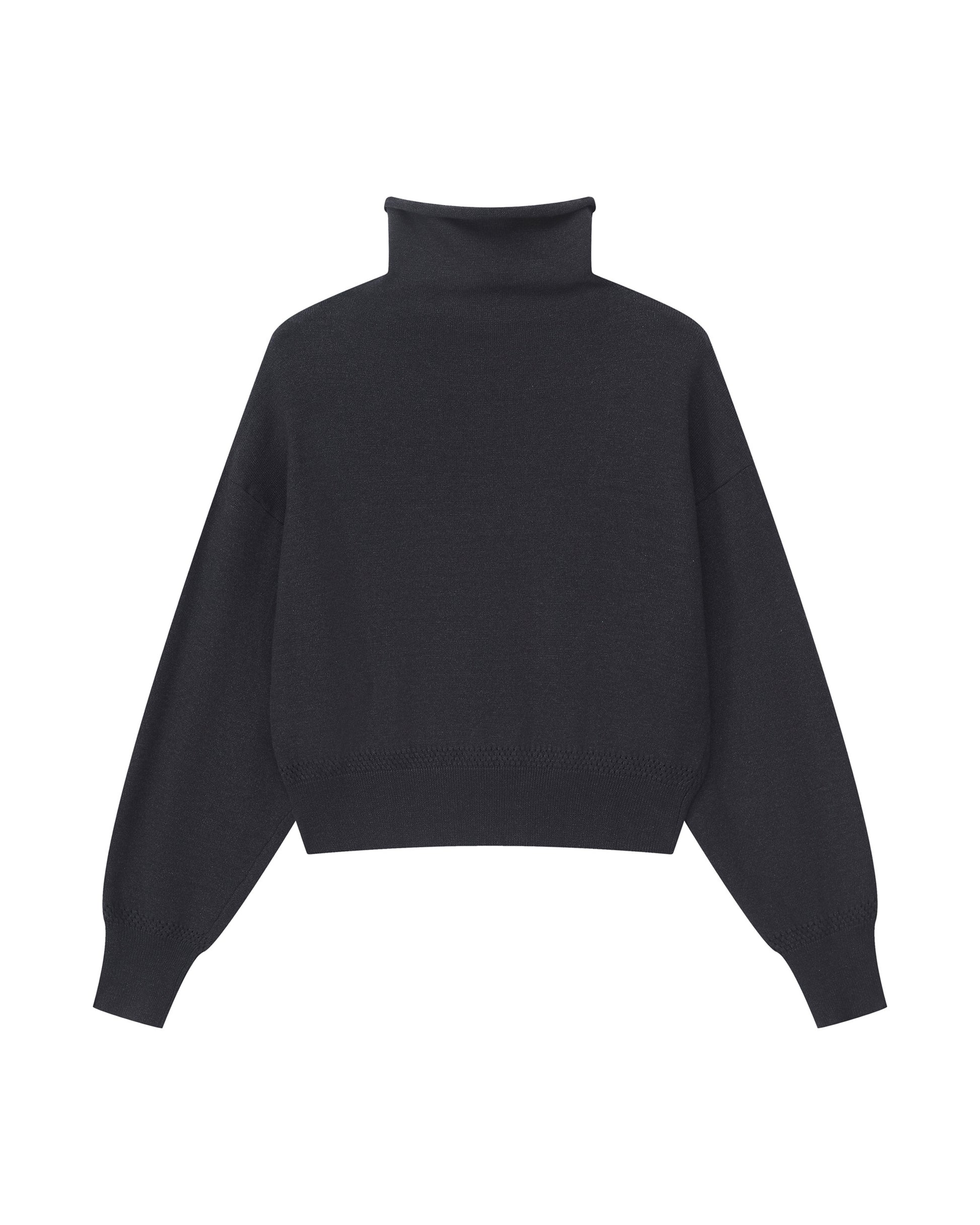 CROPPED TURTLENECK KNIT CARDIGAN