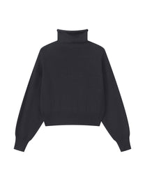 CROPPED TURTLENECK KNIT CARDIGAN