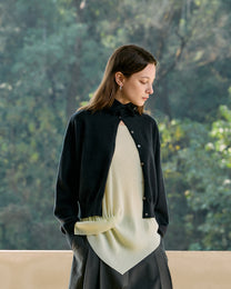 CROPPED TURTLENECK KNIT CARDIGAN