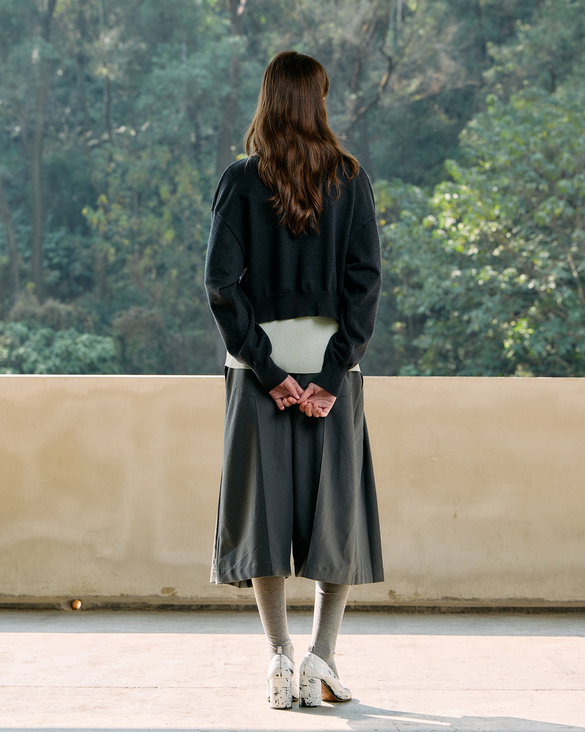 CROPPED TURTLENECK KNIT CARDIGAN