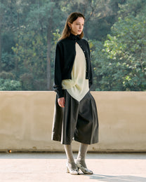 CROPPED TURTLENECK KNIT CARDIGAN