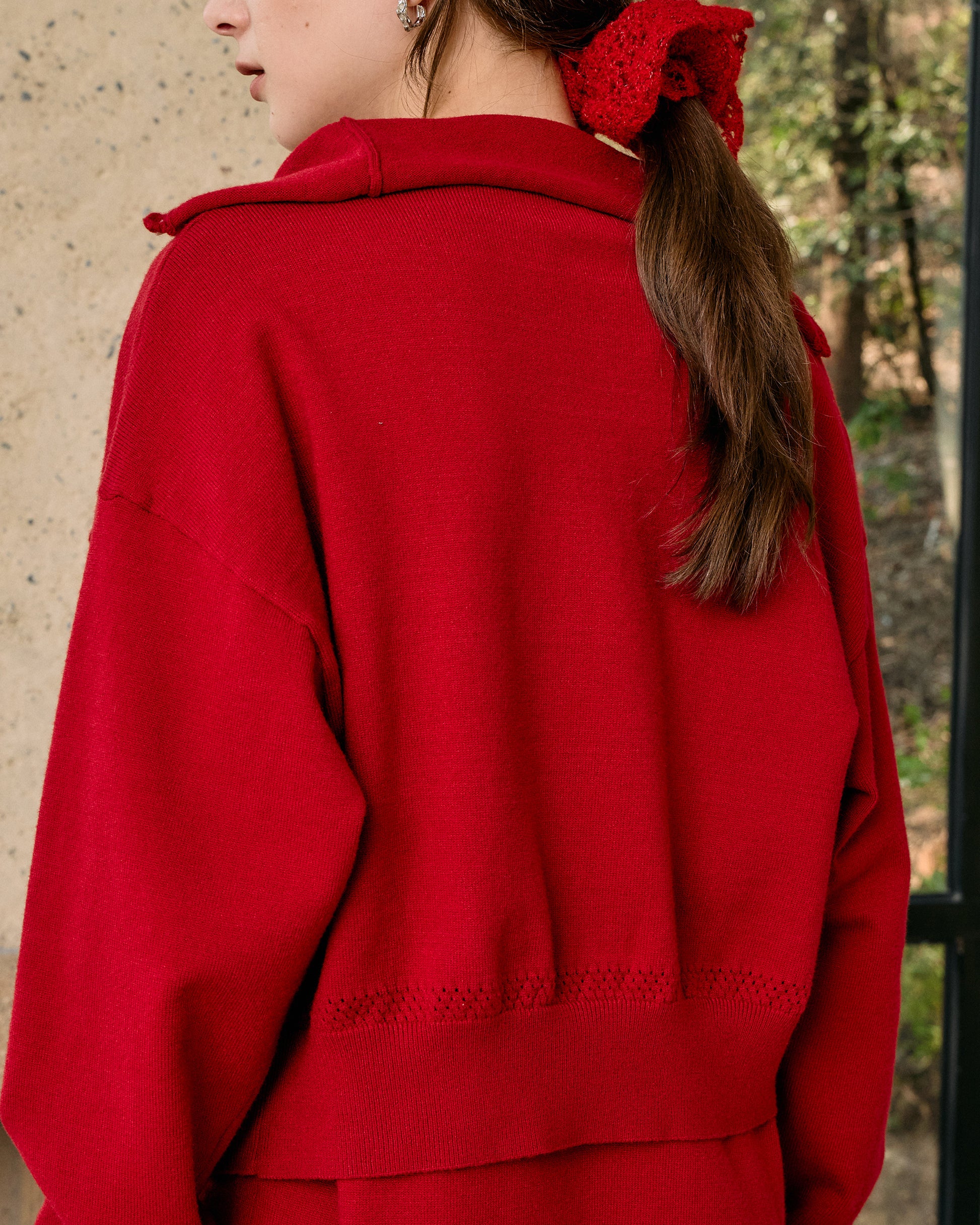 CROPPED TURTLENECK KNIT CARDIGAN