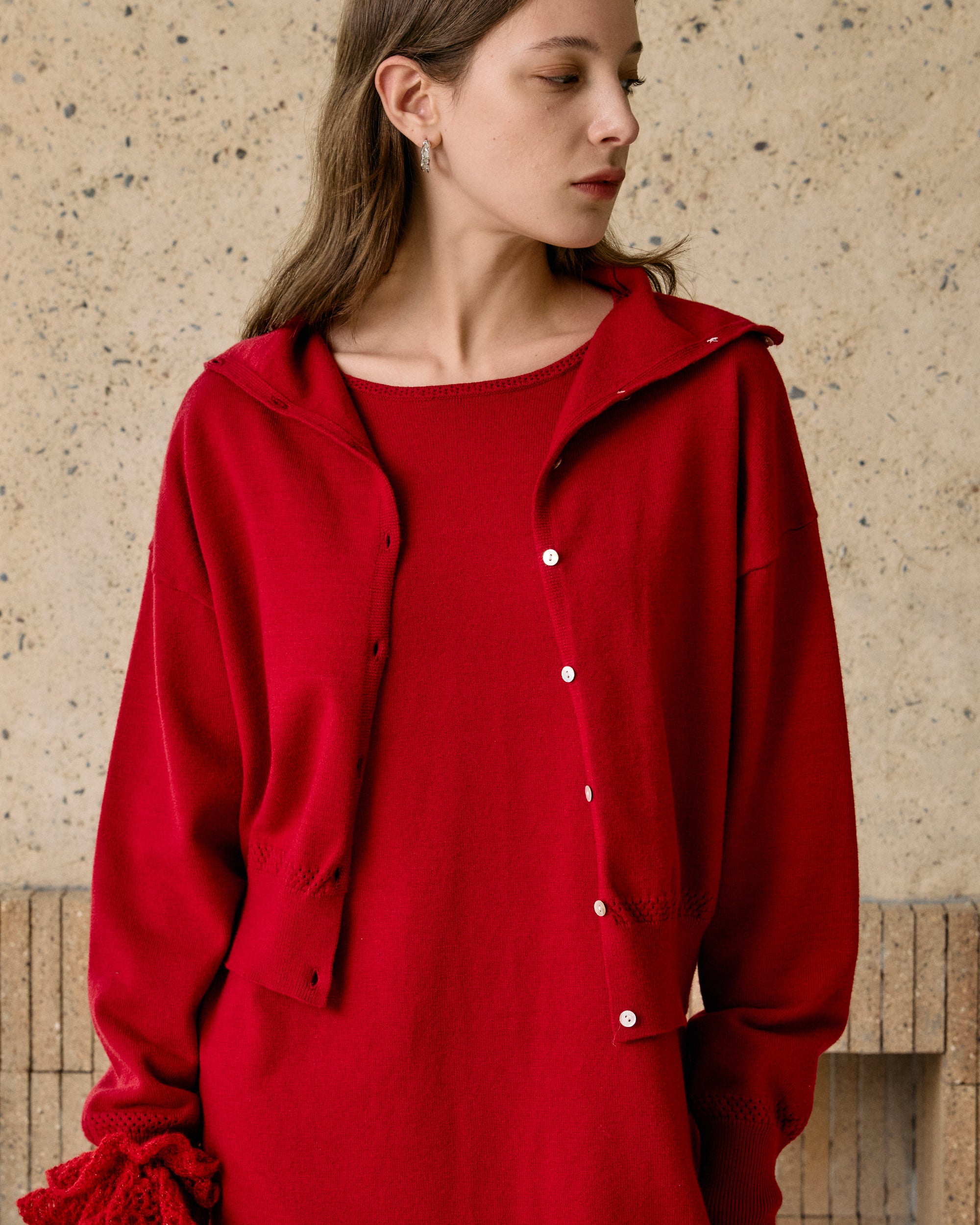 CROPPED TURTLENECK KNIT CARDIGAN