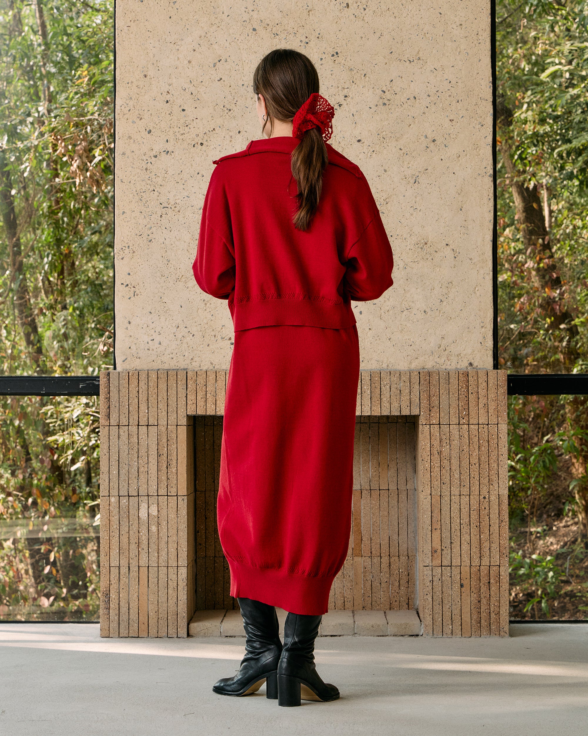 CROPPED TURTLENECK KNIT CARDIGAN