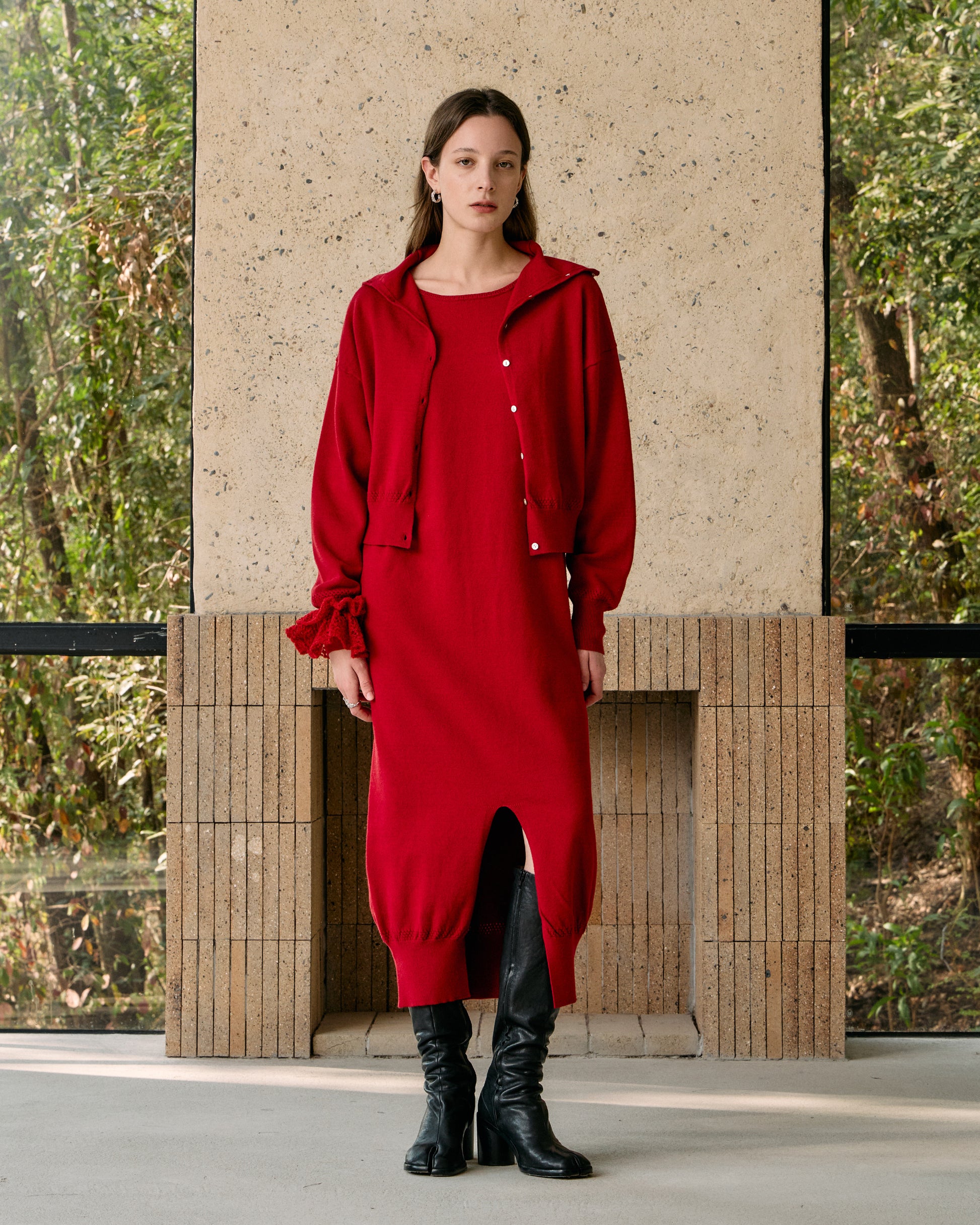 CROPPED TURTLENECK KNIT CARDIGAN