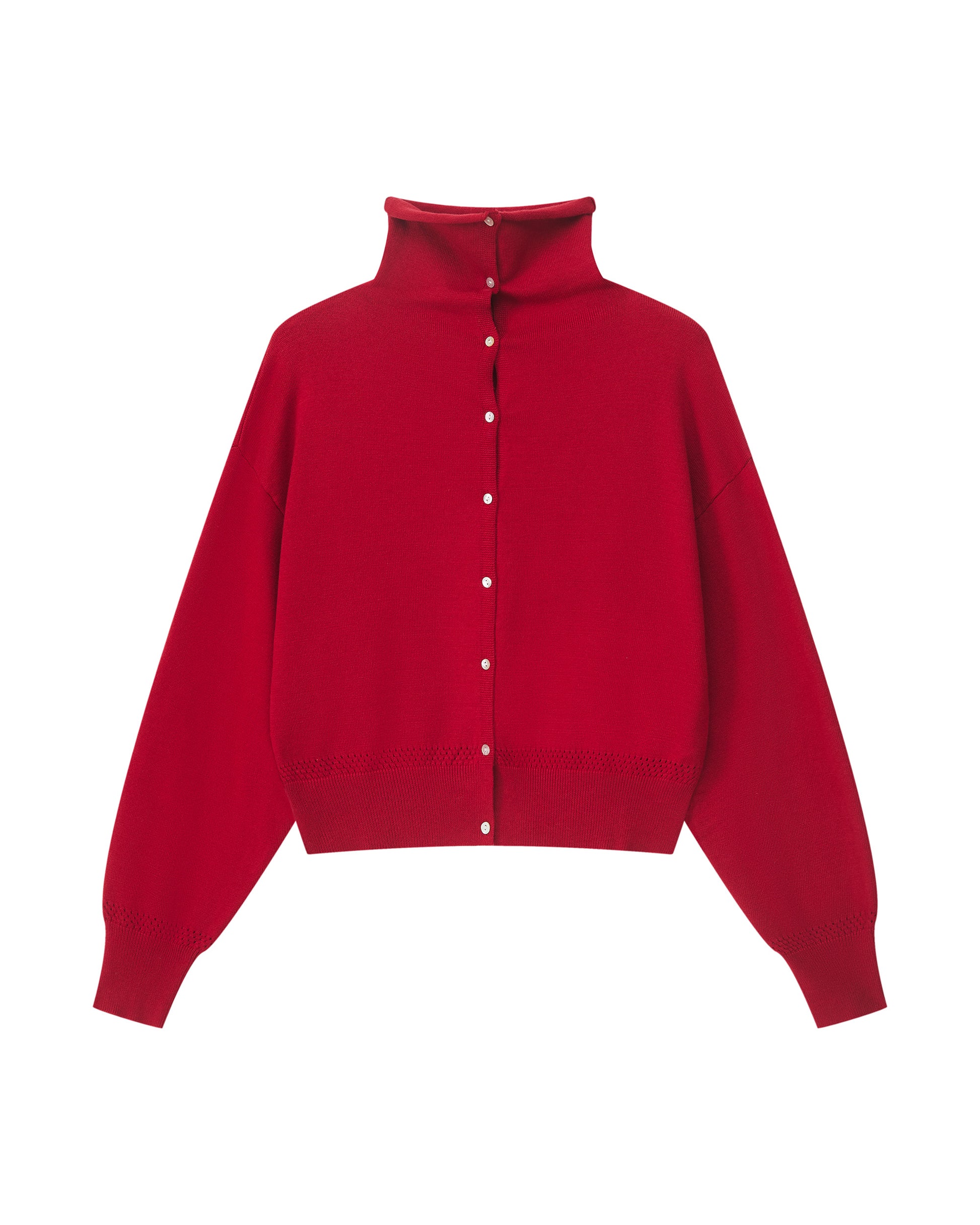 CROPPED TURTLENECK KNIT CARDIGAN