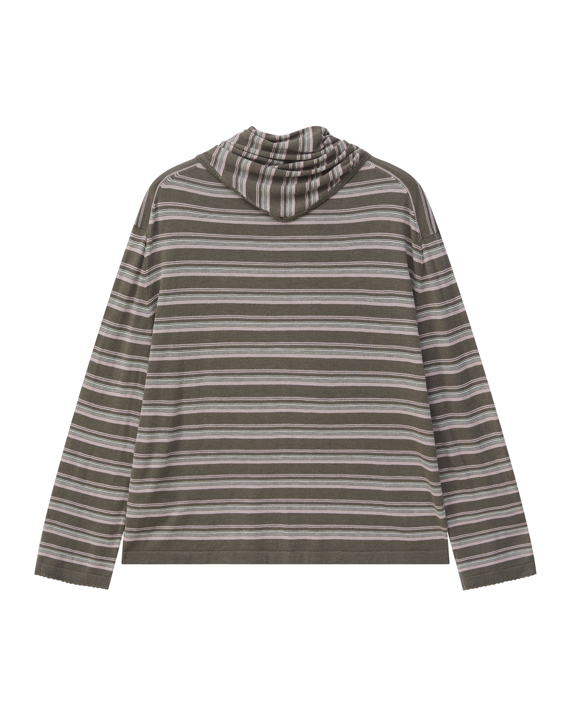 STRIPED SCARF-LAYERED KNIT SWEATER