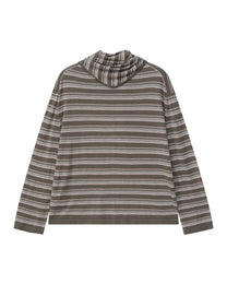 STRIPED SCARF-LAYERED KNIT SWEATER