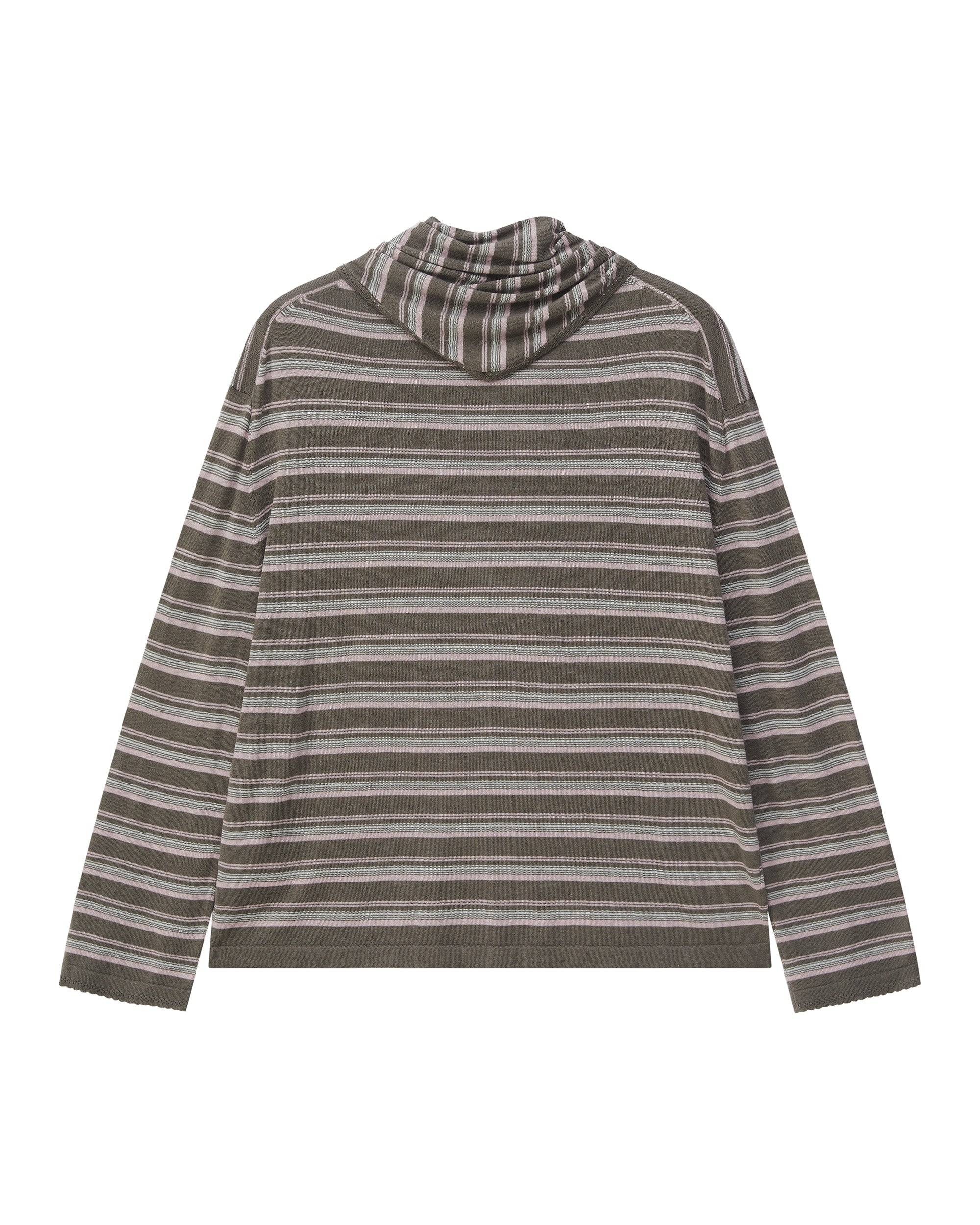 STRIPED SCARF-LAYERED KNIT SWEATER