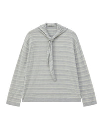 STRIPED SCARF-LAYERED KNIT SWEATER