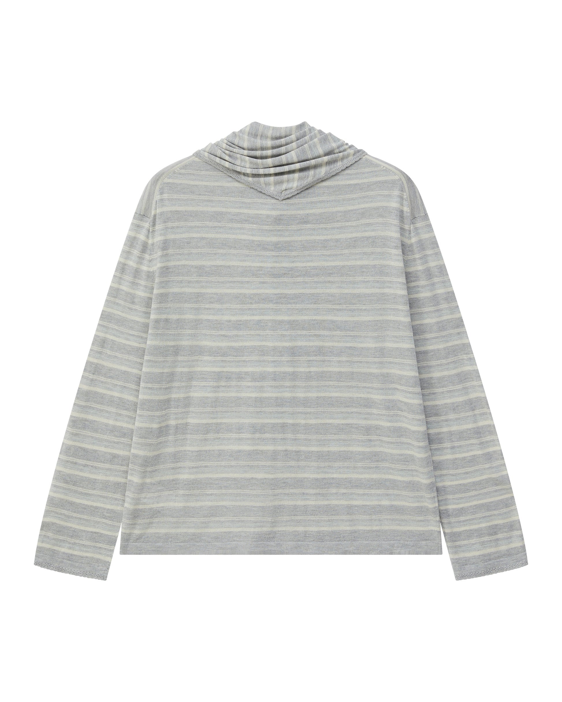 STRIPED SCARF-LAYERED KNIT SWEATER