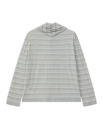 STRIPED SCARF-LAYERED KNIT SWEATER
