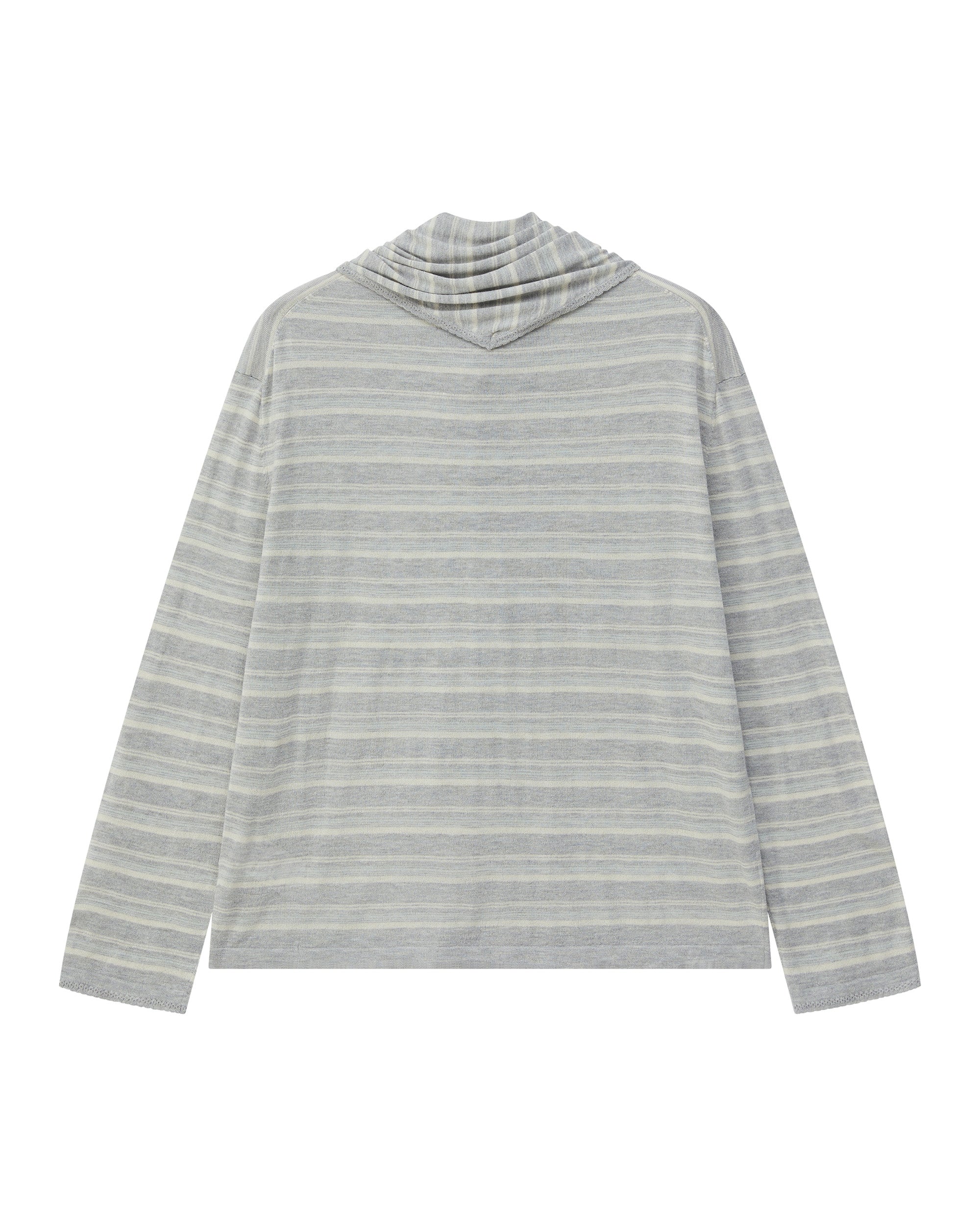 STRIPED SCARF-LAYERED KNIT SWEATER