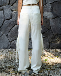 LACE SATIN CARGO PANTS