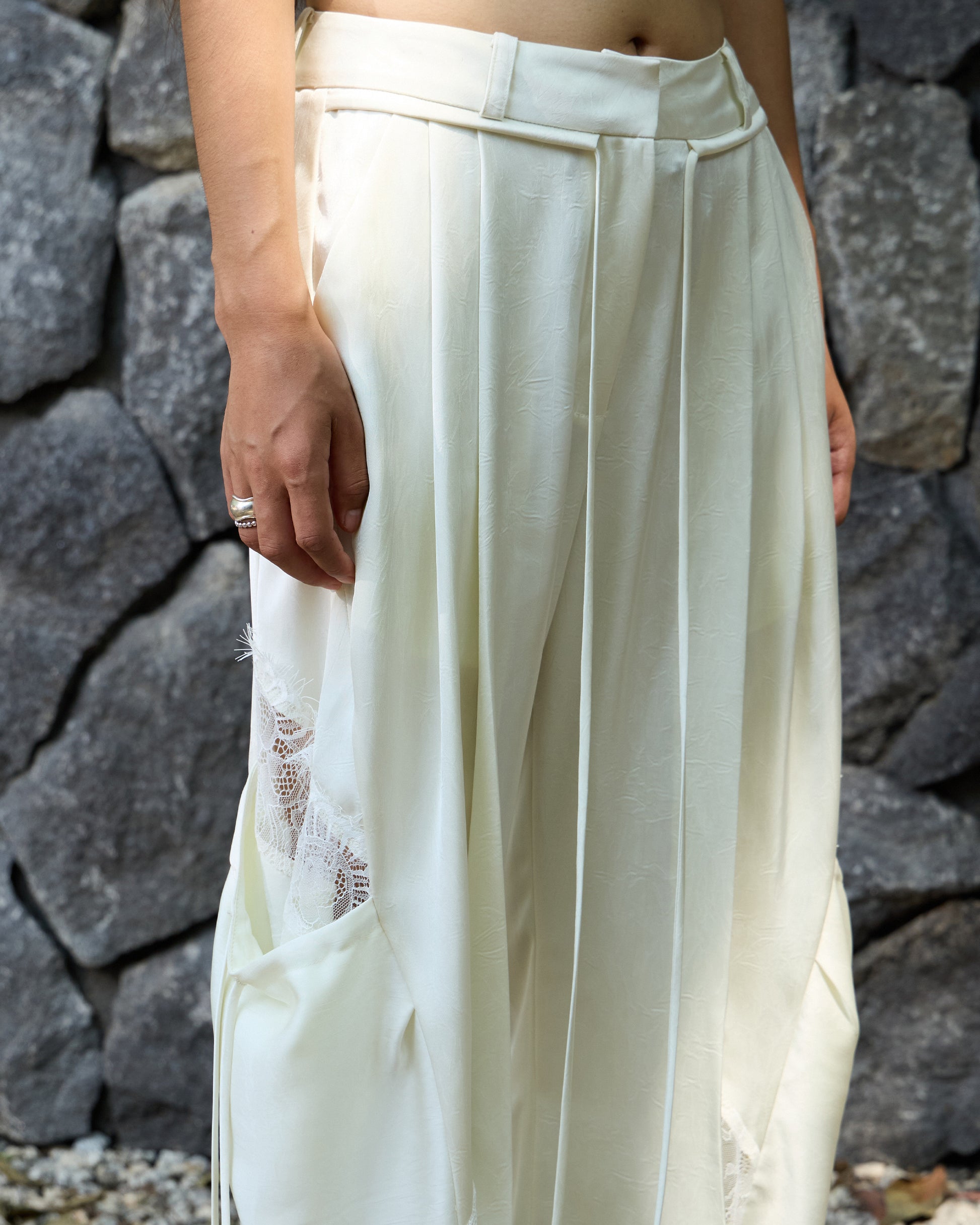 LACE SATIN CARGO PANTS