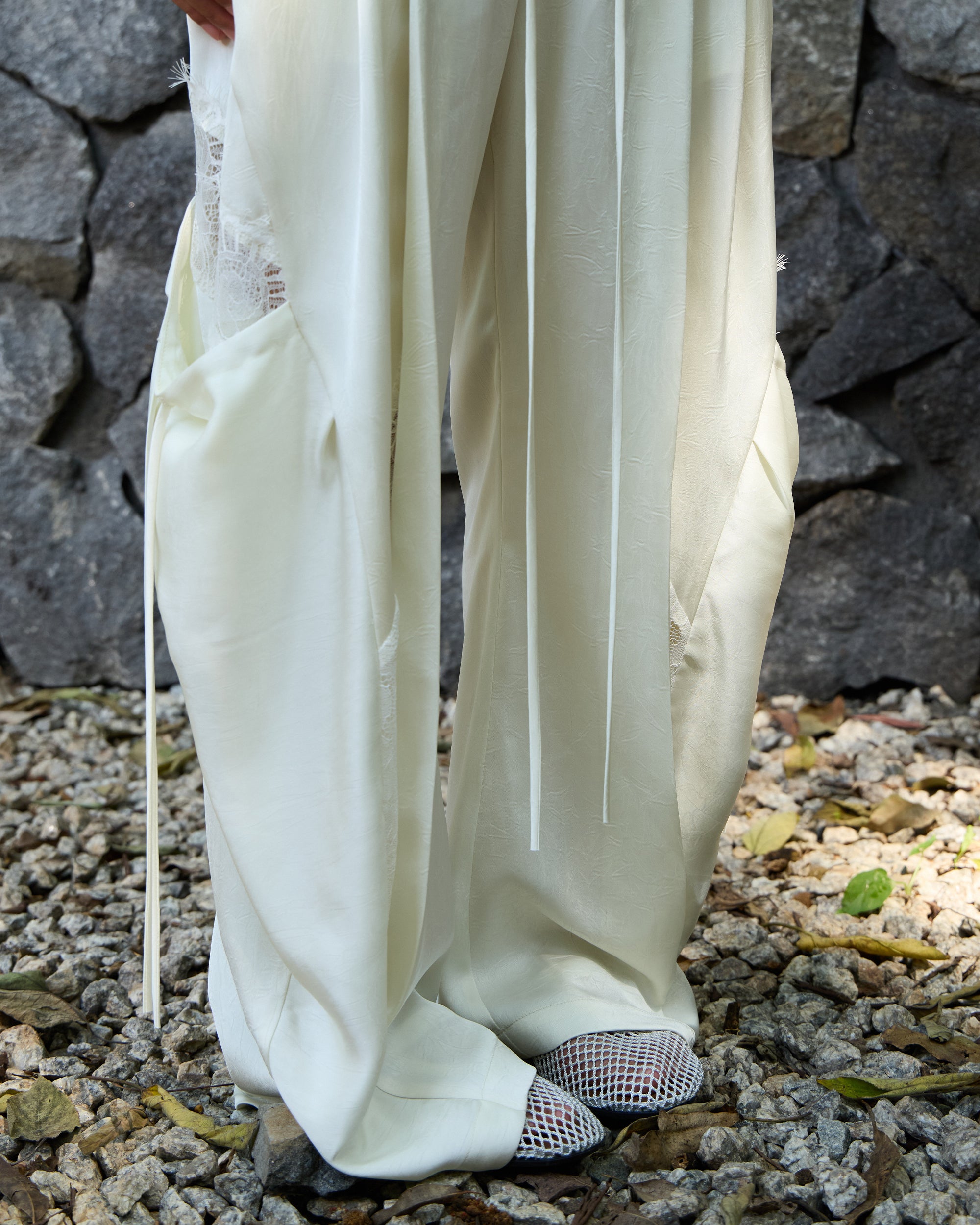 LACE SATIN CARGO PANTS