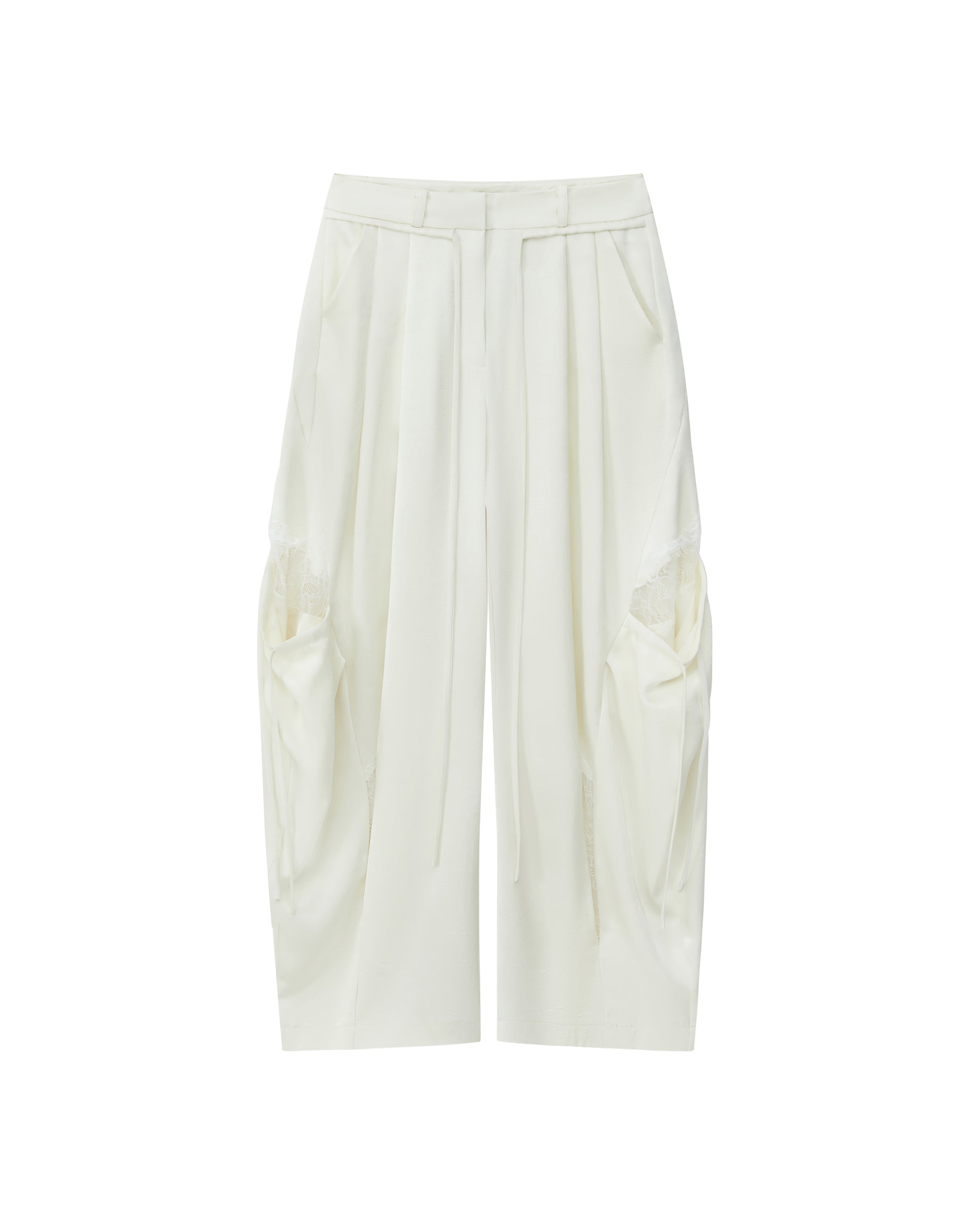 LACE SATIN CARGO PANTS