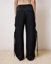 LACE SATIN CARGO PANTS