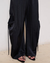 LACE SATIN CARGO PANTS