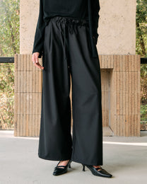 PLEATED DRAWSTRING WIDE PANTS