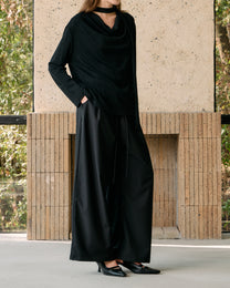 PLEATED DRAWSTRING WIDE PANTS