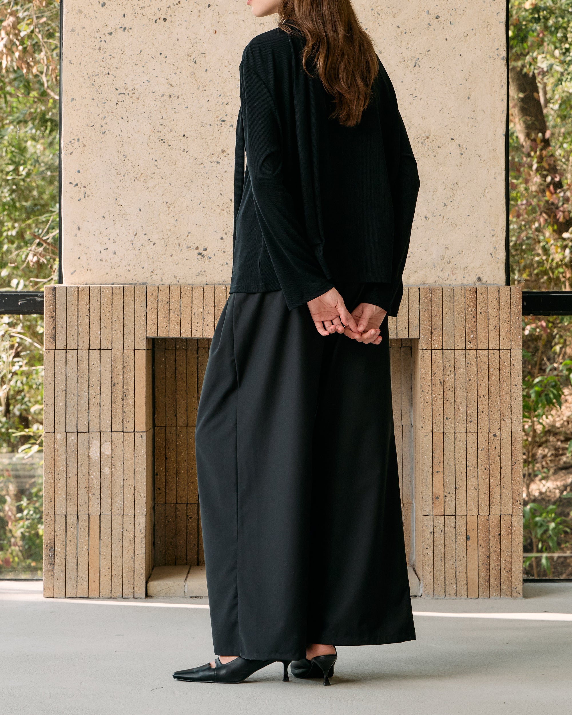 PLEATED DRAWSTRING WIDE PANTS