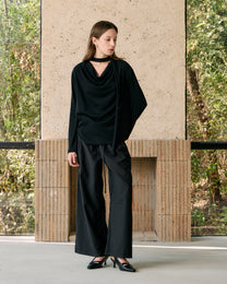 PLEATED DRAWSTRING WIDE PANTS
