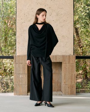 PLEATED DRAWSTRING WIDE PANTS