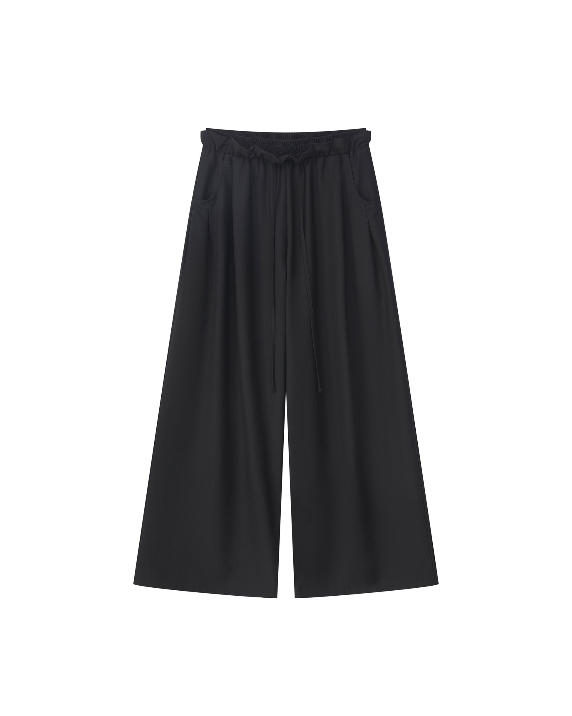 PLEATED DRAWSTRING WIDE PANTS