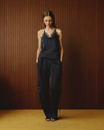 LACE SATIN CARGO PANTS