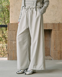 PLEATED DRAWSTRING WIDE PANTS