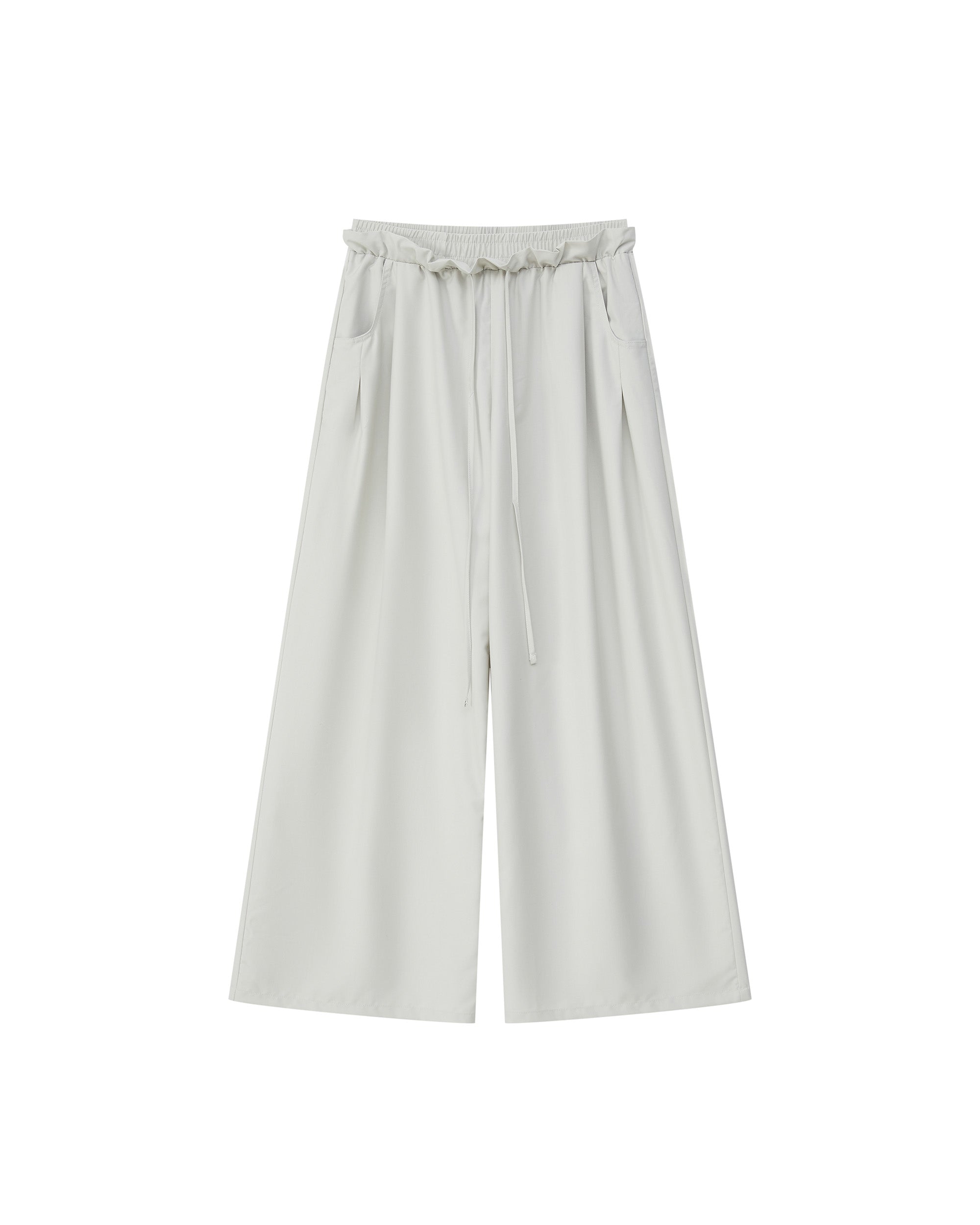 PLEATED DRAWSTRING WIDE PANTS