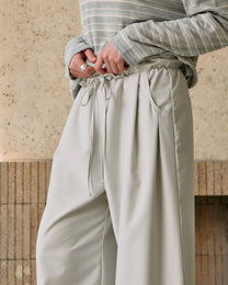 PLEATED DRAWSTRING WIDE PANTS